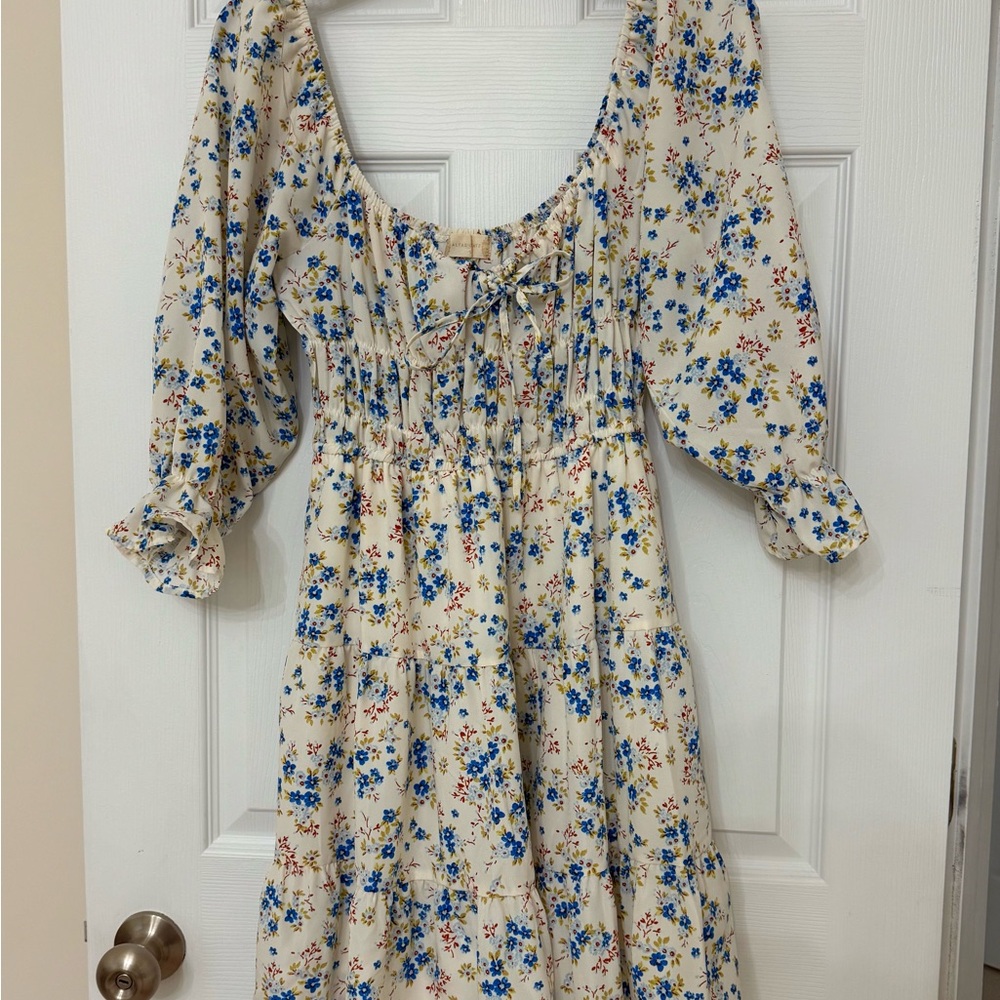 Altar'd State Cream Floral Long Sleeve Dress